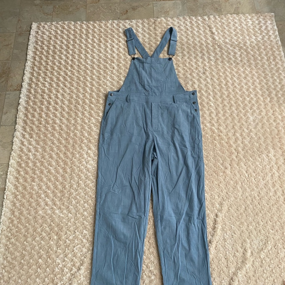 New Women XL Blue Corduroy Relaxed-fit bib overalls